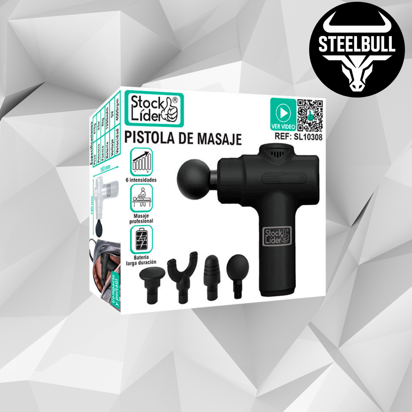 Pistola de Masaje Muscular STEELBULL