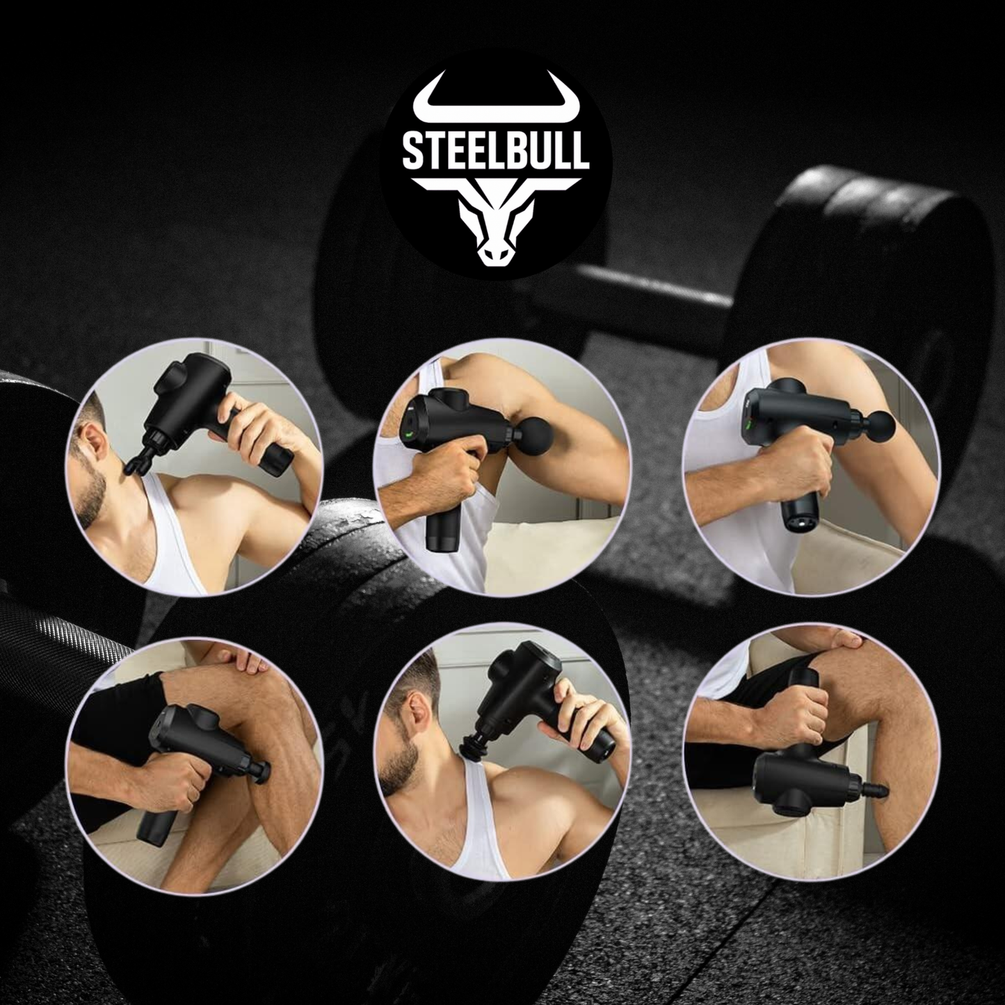 Pistola de Masaje Muscular STEELBULL