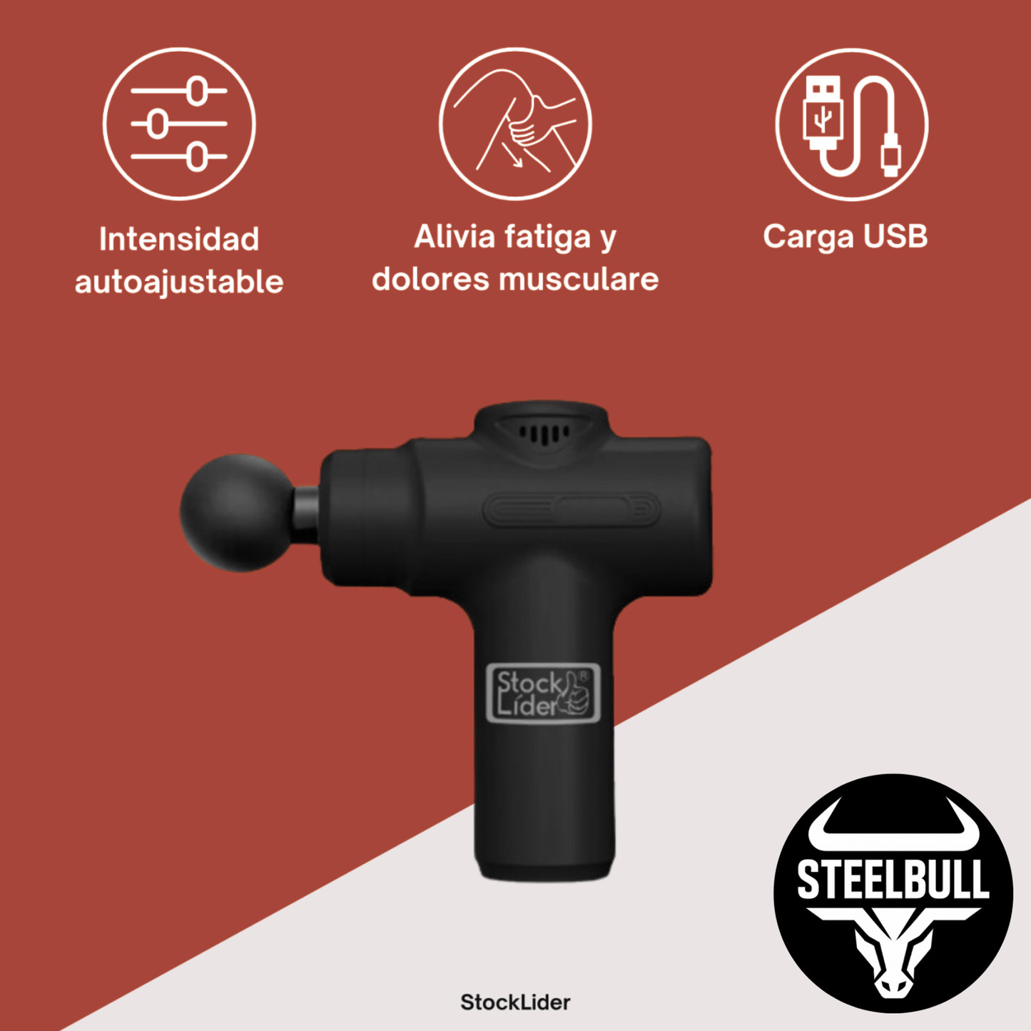 Pistola de Masaje Muscular STEELBULL