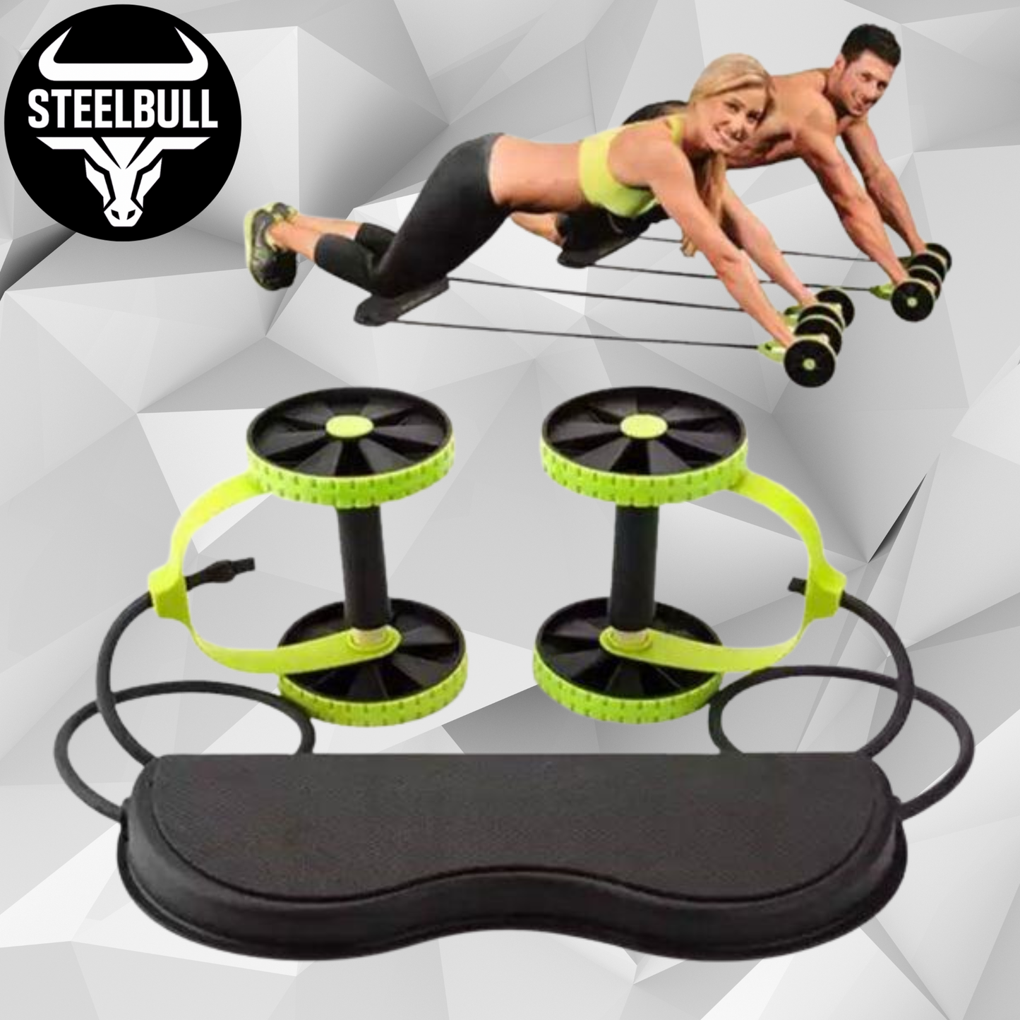 Kit Fitness Full Body STEELBULL (Rodillo Abdominal + Bandas)