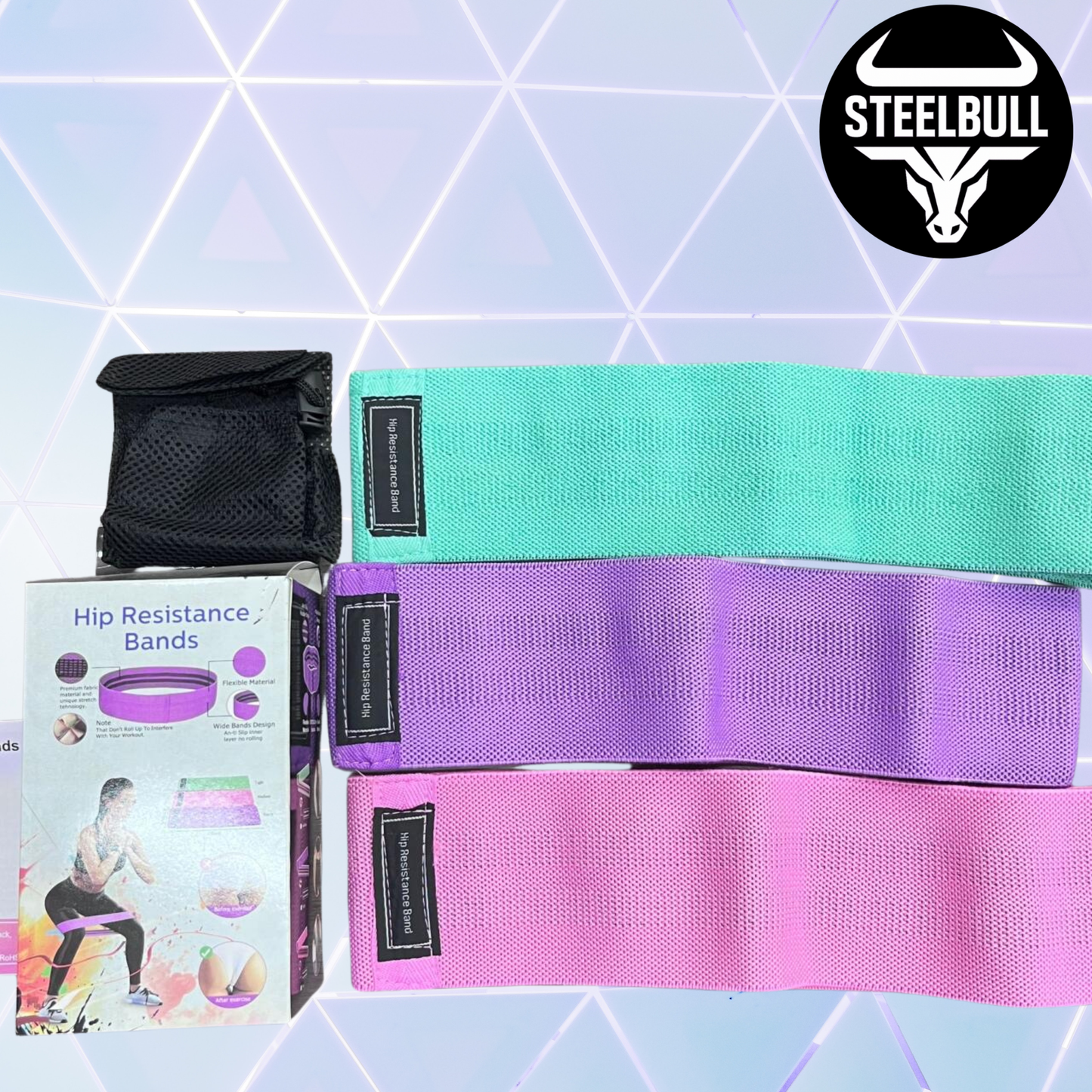 Set 3 Bandas Elásticas de Tela (Glúteos y Piernas) STEELBULL