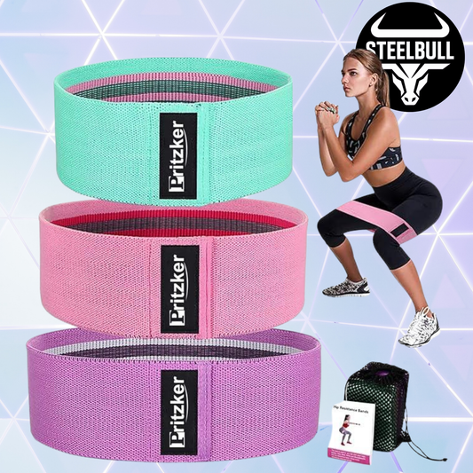 Set 3 Bandas Elásticas de Tela (Glúteos y Piernas) STEELBULL
