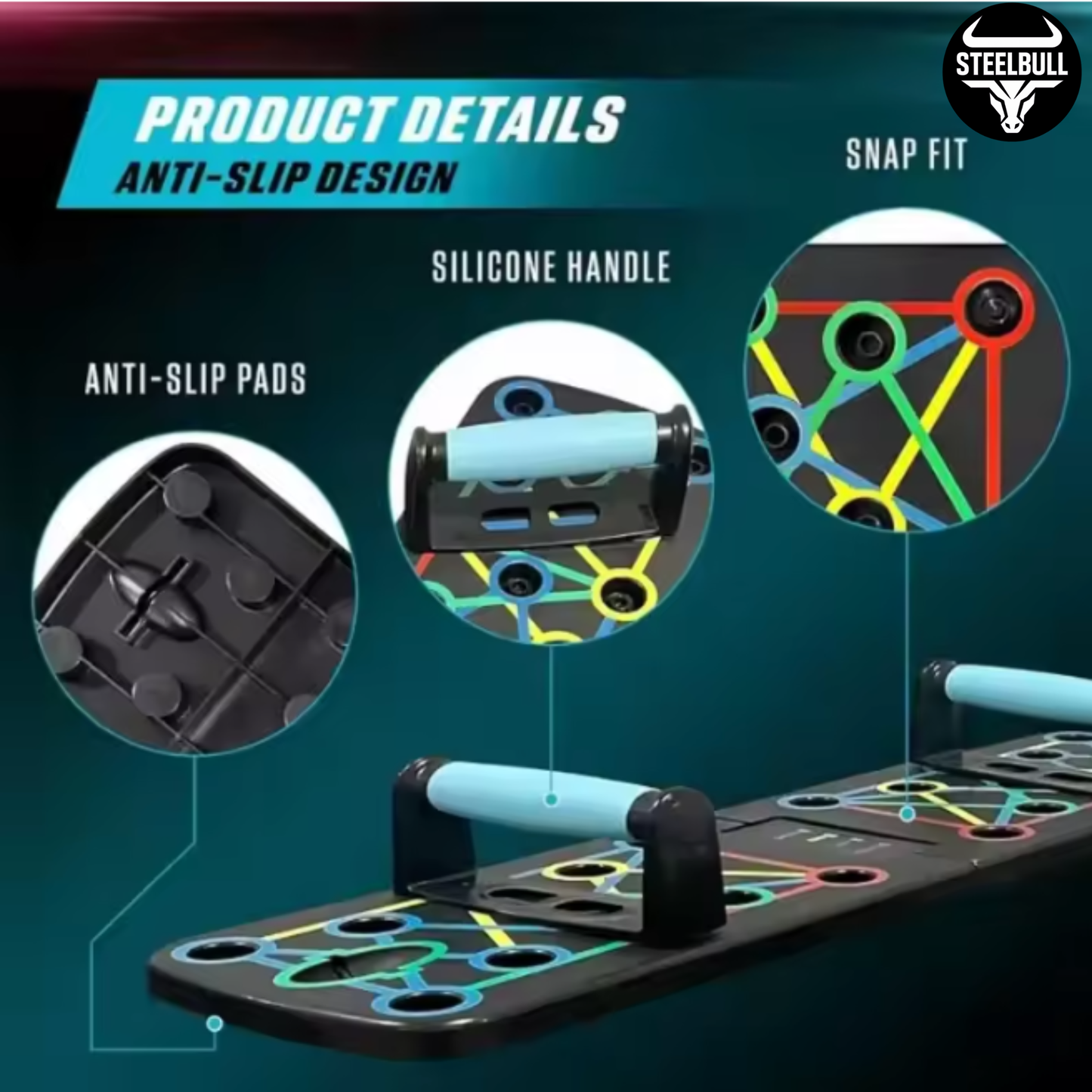 Tabla de Flexiones Plegable con Guía Muscular STEELBULL